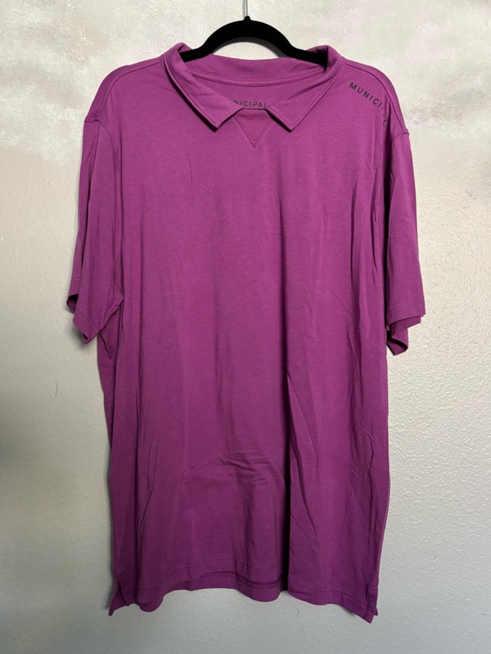 Municipal Short Sleeve Polo Athletic Golf Casual Shirt Purple XL Cotton Blend